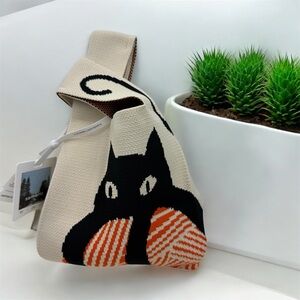 NWT Black Cat Compact Stylish Essentials Handheld Bag